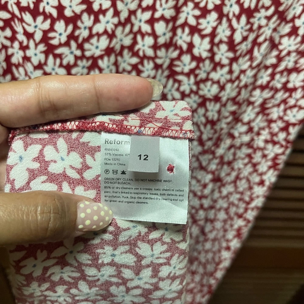 Reformation Red Floral Midi Dress (Size 12) - Picture 4 of 5